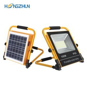 Portable solar rechargeable solar LED flood light can be used as a power bank