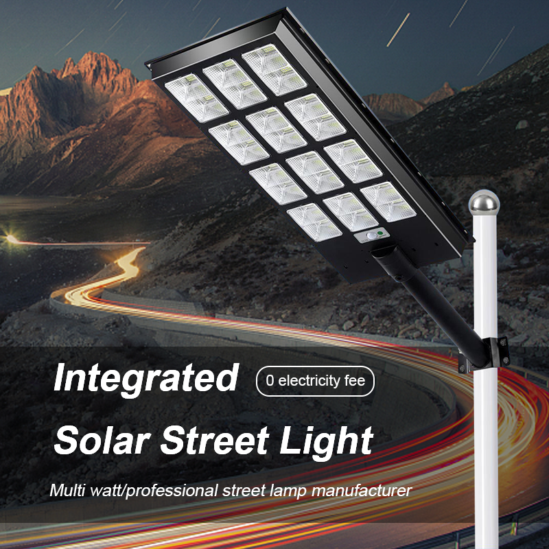 Long Working Time Solar Street Lamp Motion Sensor Abs Waterproof Ip65 200W 300W 400W Outdoor All In One Led Solar Street Light