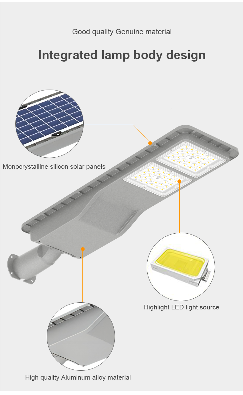 Aluminum material all in one solar street light brighter road lamp easy to install