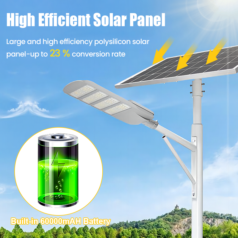 100w 150w  200w 250w 300w  solar street light all in two  die cast aluminum outdoor solar light with larger configuration