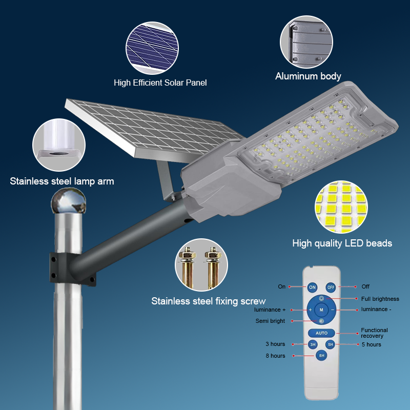 100w 200w 300w 400w 500w 600w solar  led street light dusk to dawn working