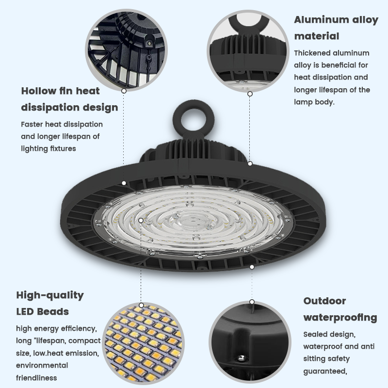 High Lumen High Bay Lamp Fixture Aluminum IP65 50W 100W 150W 200W 250W Industrial Lamp Warehouse Workshop UFO LED High Bay Light