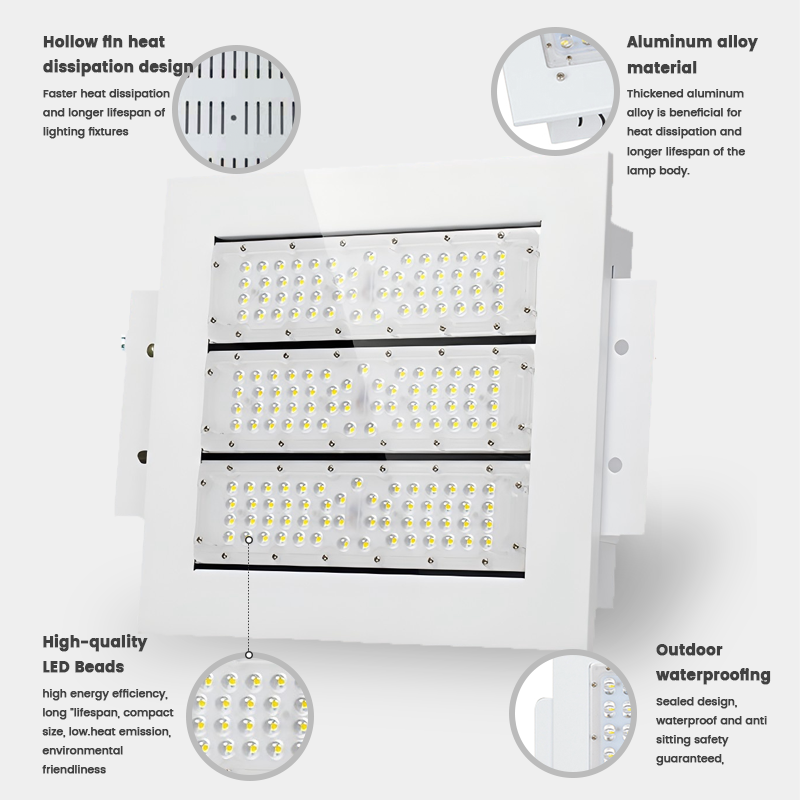 Outdoor Aluminum 5 Year Warranty LED Canopy Light Gas Stations Petrol Station Outdoor Ceiling IP65 100W 150W 200W 500W Options