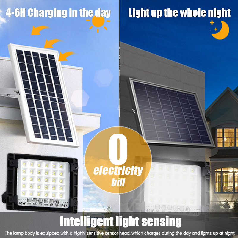 High Brightness Waterproof IP67 Garden Solar Lamp Control 100W 200W 300W 500W 600W 800W 1000W Outdoor Solar LED Flood Light