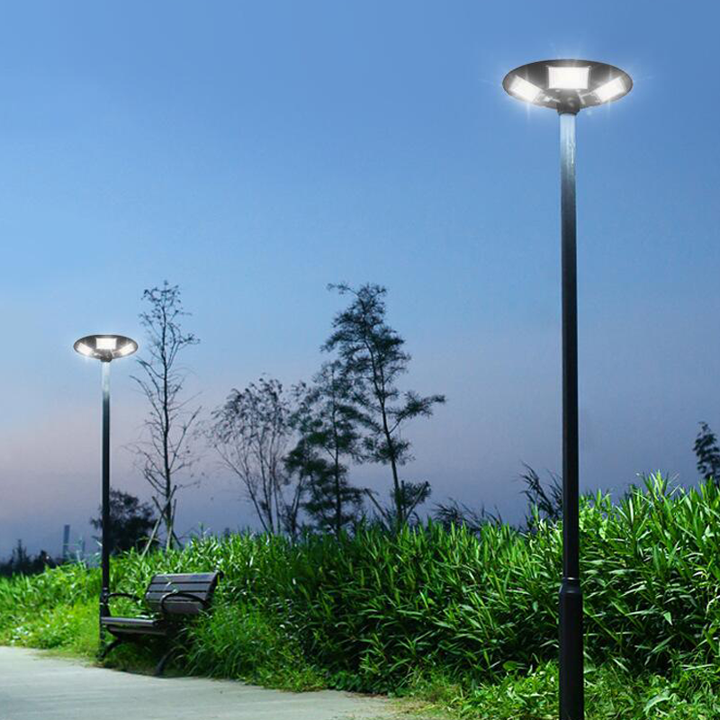 High Lumen Ip65 Remote Solar Garden Light Control Sensor UFO Lamp Park 10w 20w 30w 40w 50w All In One LED Solar Garden Light