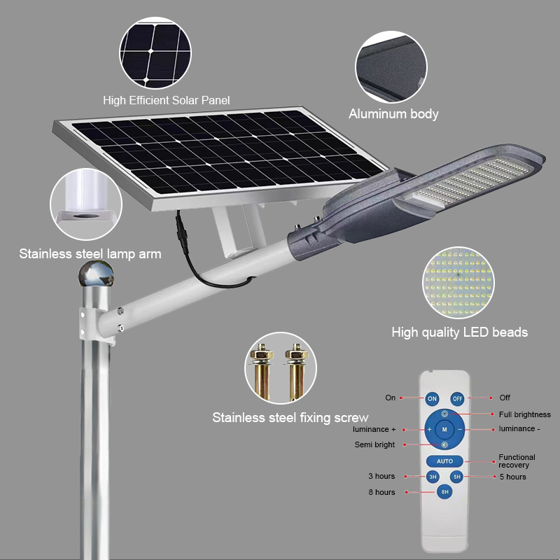 High Powered IP65 Waterproof Split LED Solar Street Lights Remote Control for Road Street 100W 200W 300W 400W 500W Outdoor Lamp