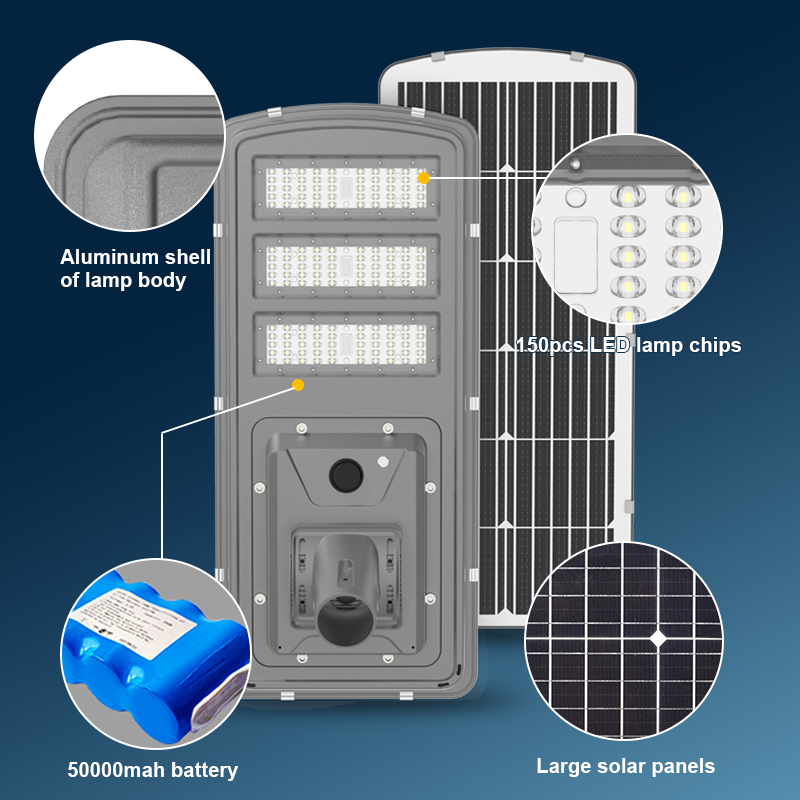 High Lumen IP65 Waterproof 100W 200W 300W 400W 500W Solar Light Outdoor Aluminum All In One Integrated Led Solar Street Light