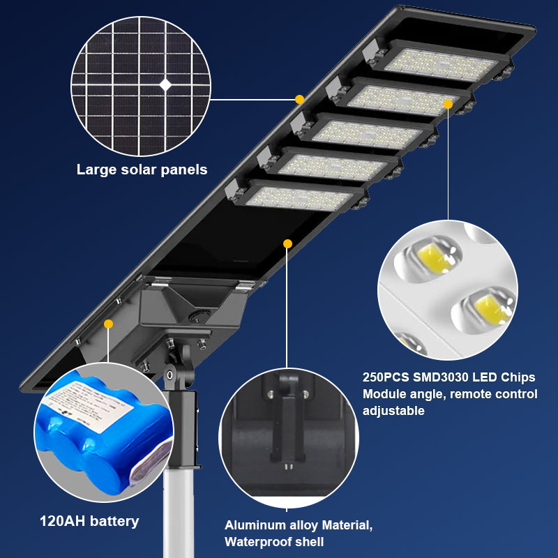 Aluminum Outdoor Solar Street Light 100w 200w 300w 500w 600w 700w IP65 Waterproof Integrated All In One Led Solar Street Light