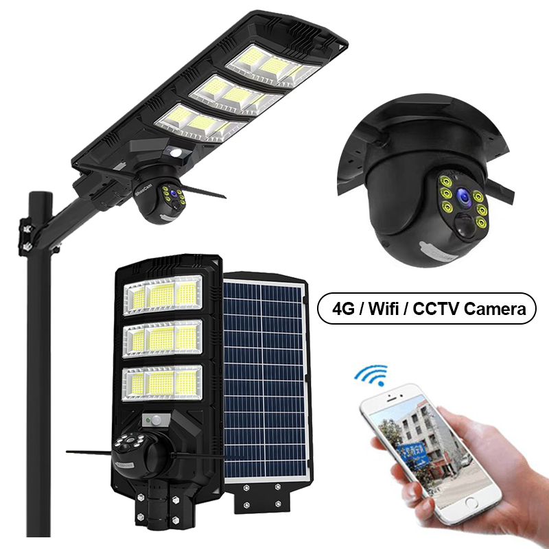 ABS Solar Light 4G CCTV 100w 200w 300w 400w 500w 600w Waterproof IP65 All In One Integrated Led Solar Street Light With Camera