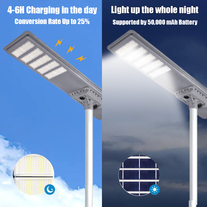 Solar Road Light Waterproof IP65 Aluminum 100w 200w 300w 400w 500w 600w All In One Integrated Led Solar Street Light With Pole