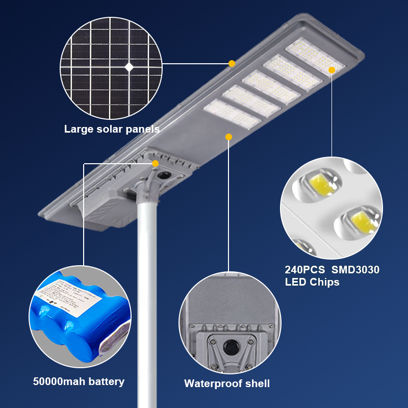 Solar Road Light Waterproof IP65 Aluminum 100w 200w 300w 400w 500w 600w All In One Integrated Led Solar Street Light With Pole