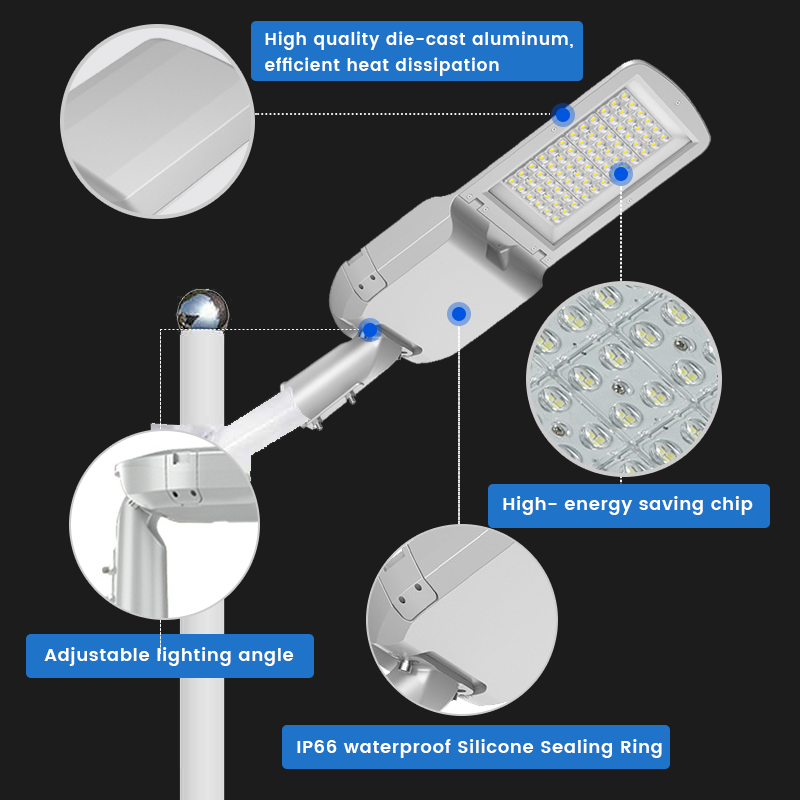 IP65 Waterproof Outdoor LED Street Lighting Lamp Public Pathway Road Aluminum 50W-300W SMD Chip AC Power Supply CE Certified