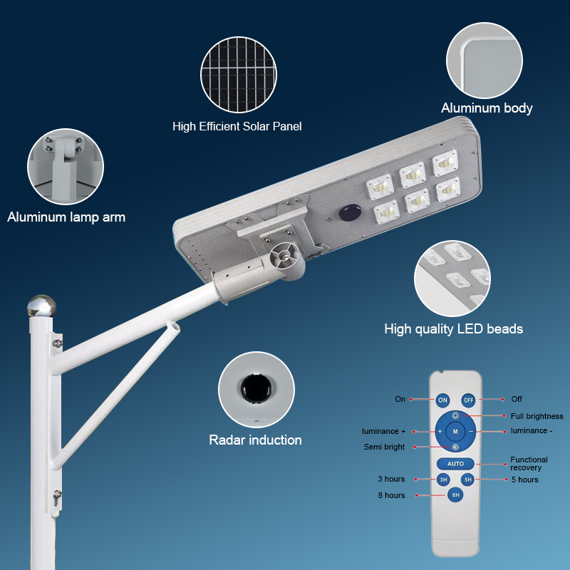 Hongzhun Outdoor Waterproof IP65 Aluminum 50W 100W 150W 200W 250W 300W Integrated All In One Integrated Led Solar Street Lights