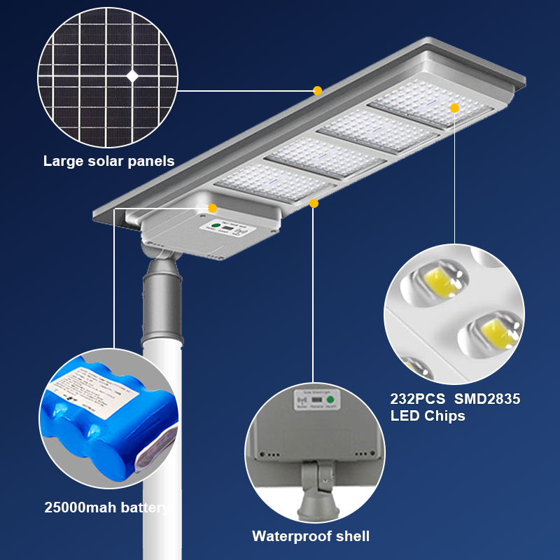 High Efficiency Waterproof IP65 Outdoor 100W 200W 300W 400W 500W ABS Plastic Shell Integrated All In One Solar Led Street Light