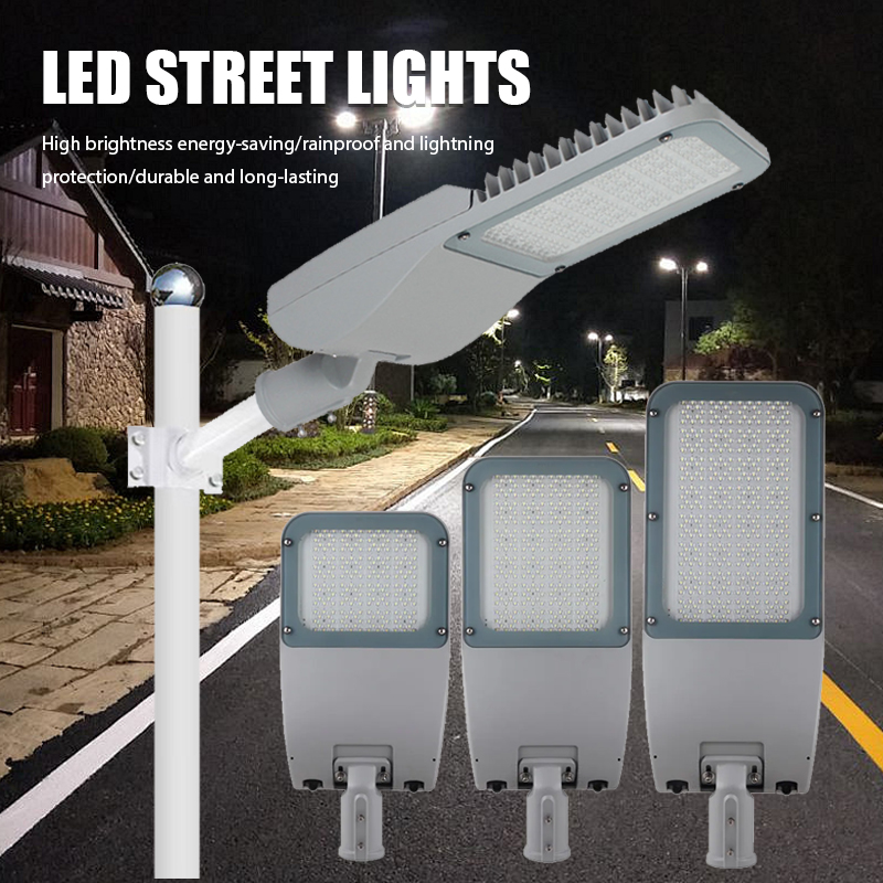 High Lumen Outdoor Street Light Urban Road Waterproof IP65 Aluminum 50w 100w 150w 200w 250w 300w AC Led Street Light With Pole