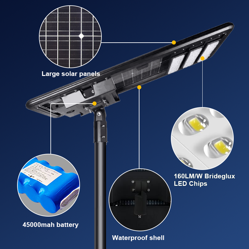 High Power Aluminum Road Waterproof Ip65 Streetlight 100w 200w 300w 400w Outdoor All in One Integrated Led Solar Street Lights